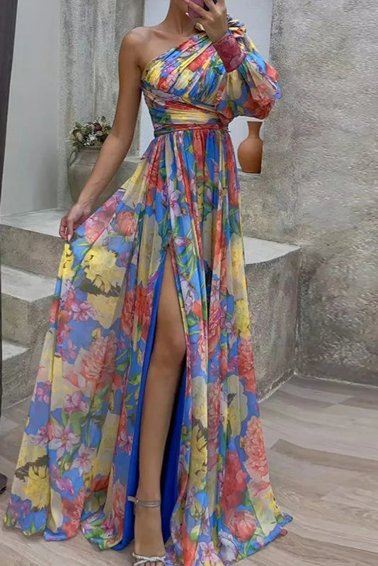Robe asymétrique fleurie - Robe Addict