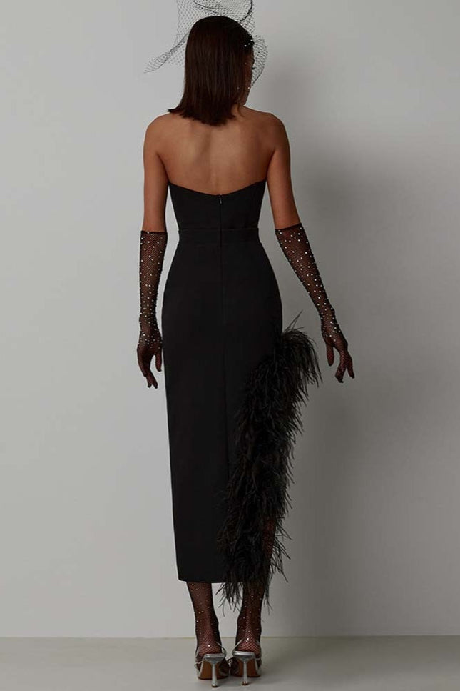 Robe asymetrique plume - Robe Addict