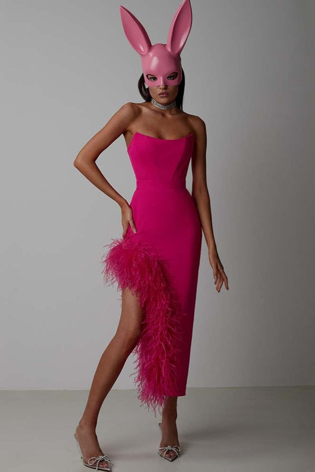 Robe asymetrique plume - Robe Addict