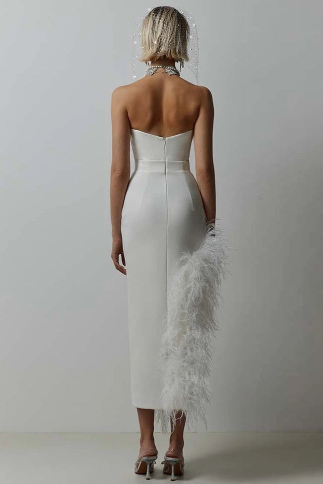 Robe asymetrique plume - Robe Addict