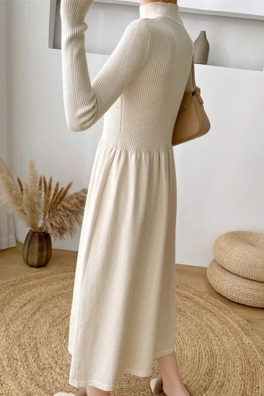 Robe en laine beige - Robe Addict