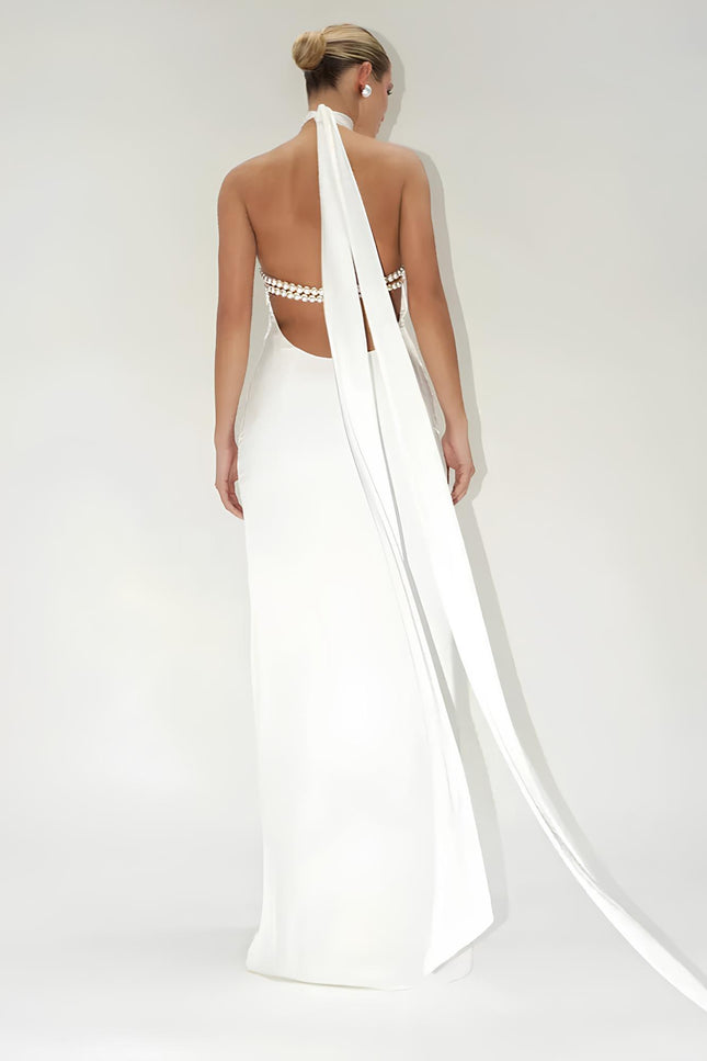 Robe blanche perlée - Robe Addict