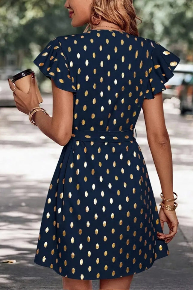 Robe bleu marine et doré - Robe Addict
