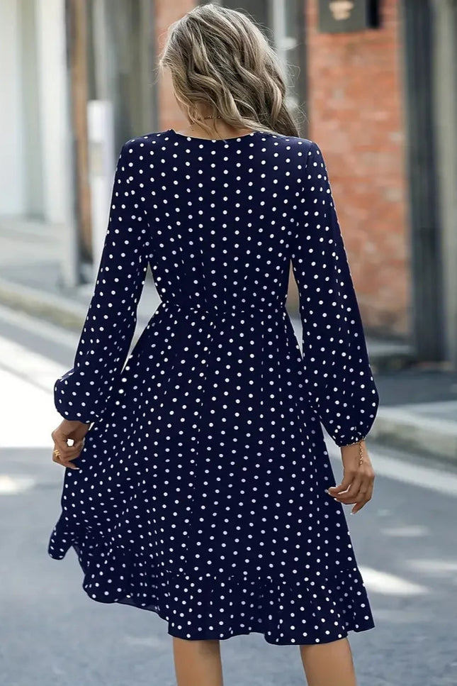 Robe bleue a pois blanc - Robe Addict