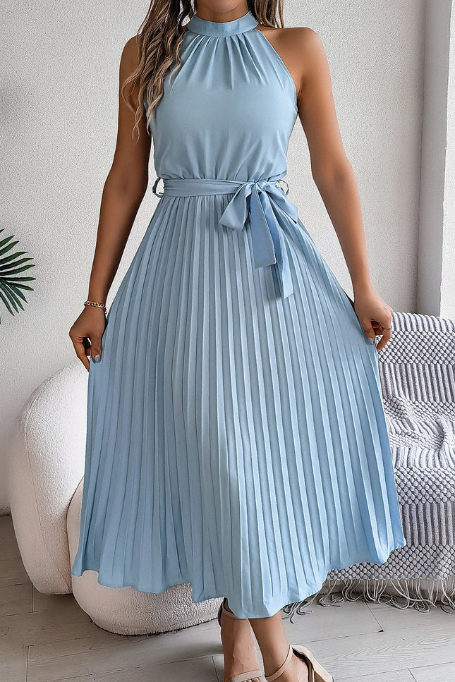 Robe bleue plissée - Robe Addict