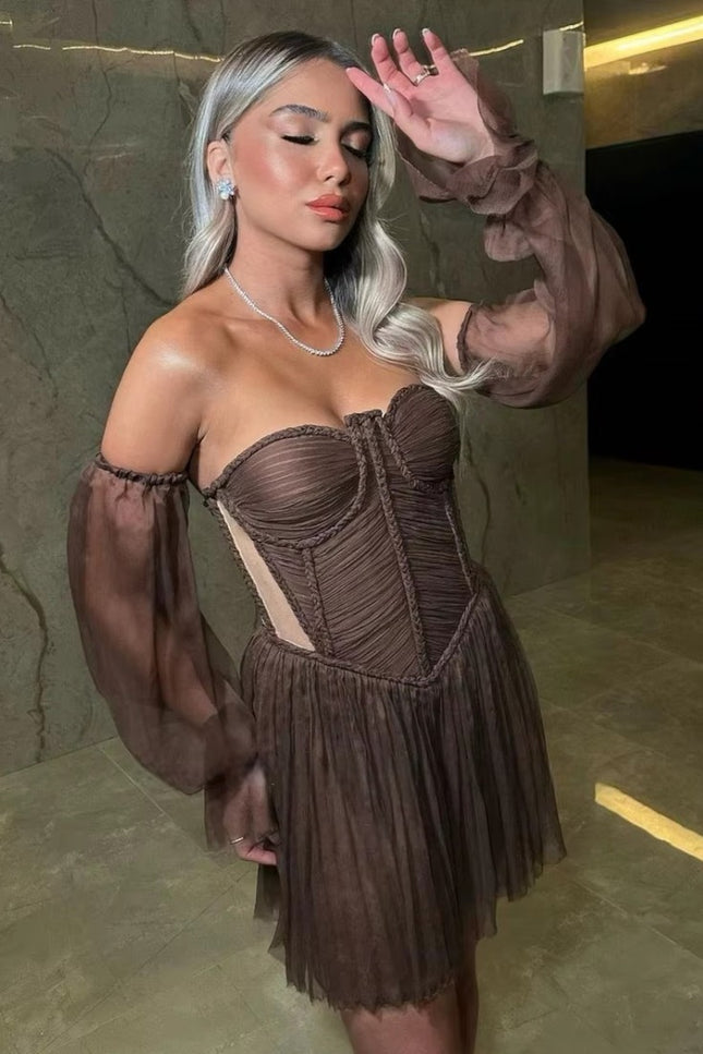 Robe bustier marron - Robe Addict