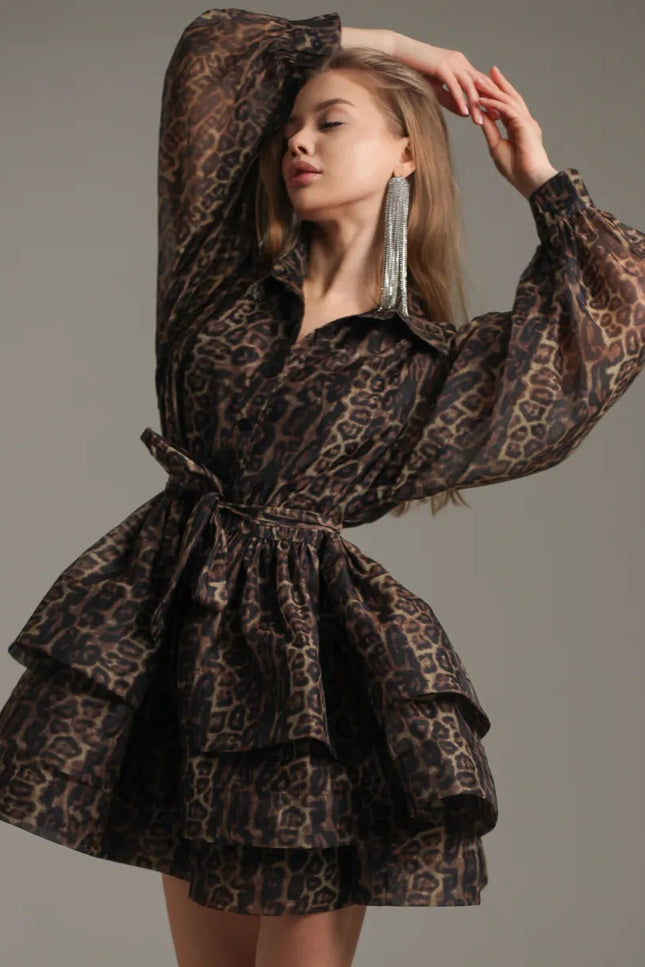 Robe chemise leopard - Robe Addict