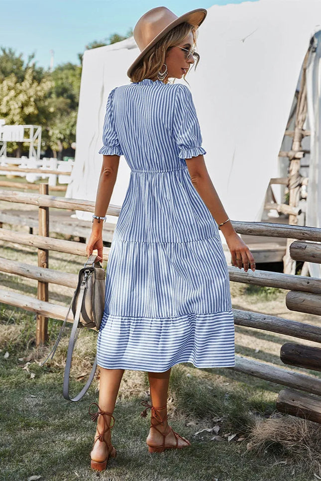 Robe chemise rayée bleu et blanc - Robe Addict
