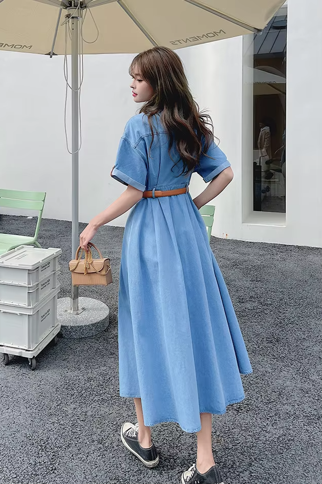 Robe chemise jean longue - Robe Addict