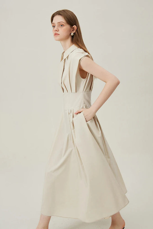 Robe chemise longue sans manche - Robe Addict
