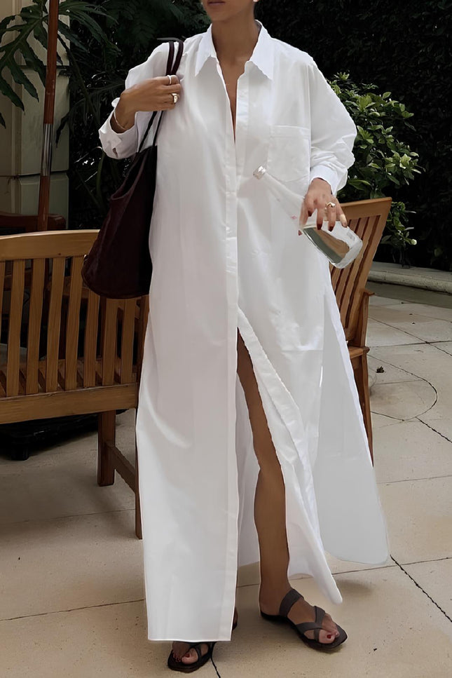 Robe chemisier longue blanche - Robe Addict