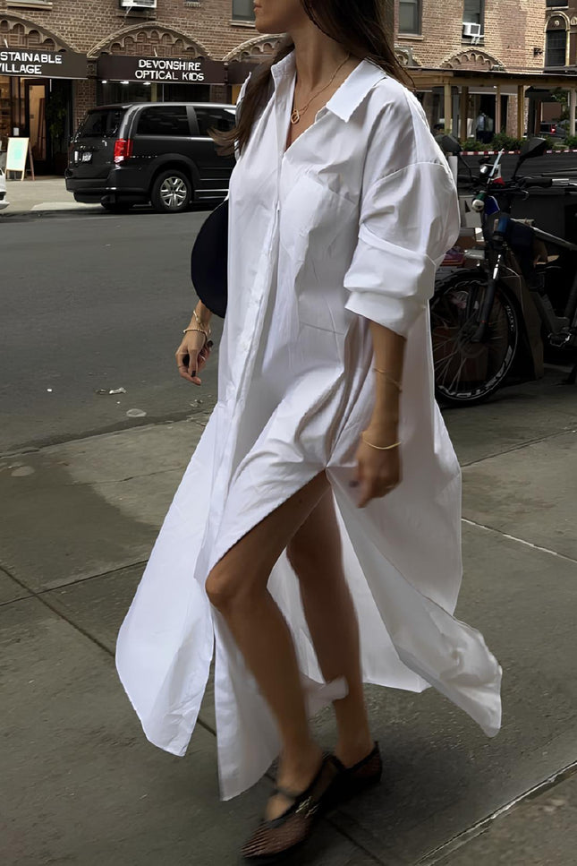Robe chemisier longue blanche - Robe Addict