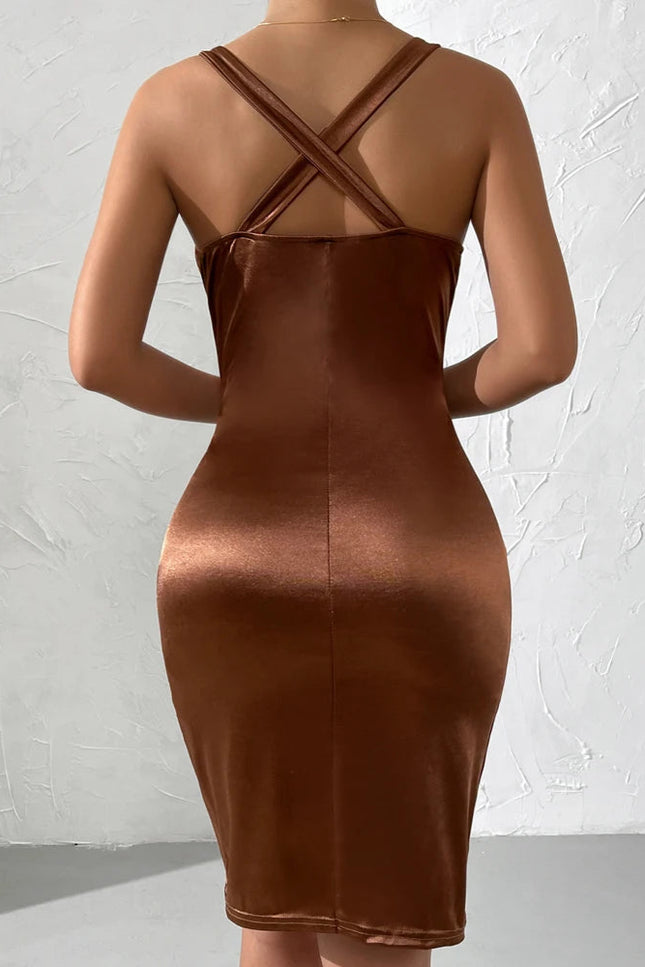 Robe cocktail marron - Robe Addict