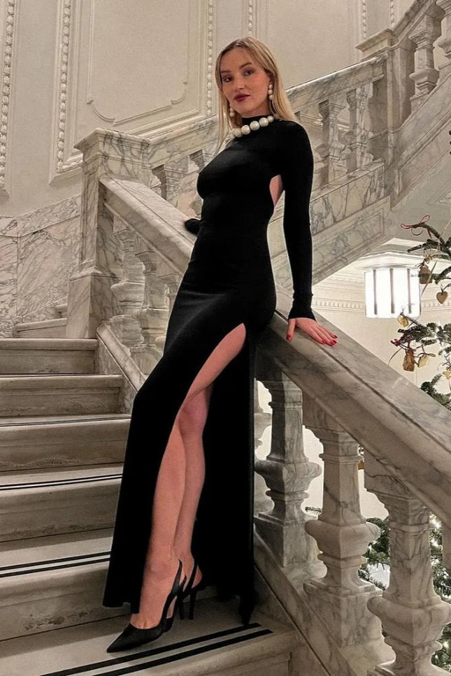 Robe col roulé noire - Robe Addict