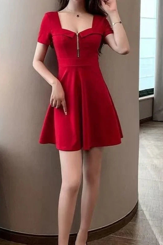 Robe courte rouge soiree - Robe Addict