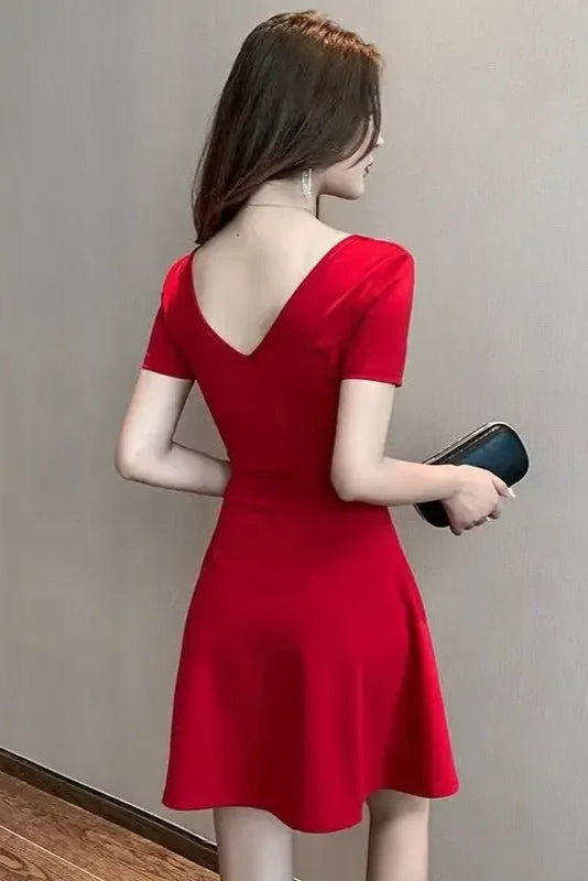 Robe courte rouge soiree - Robe Addict