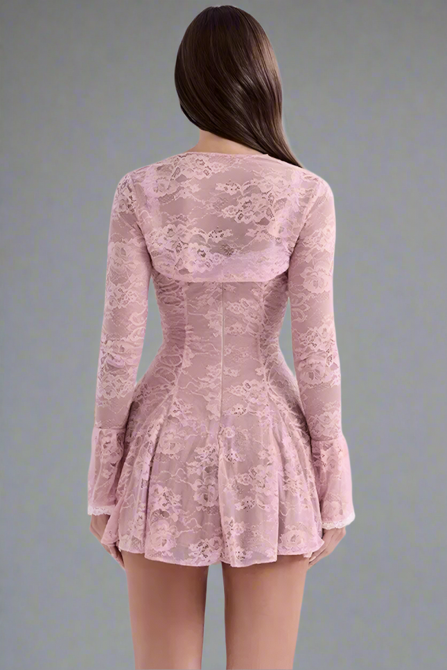 Robe en dentelle rose - Robe Addict