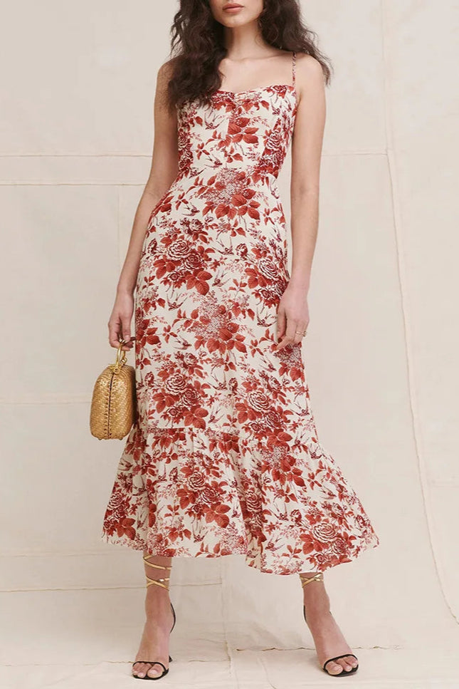 Robe fleurie rouge et blanche - Robe Addict