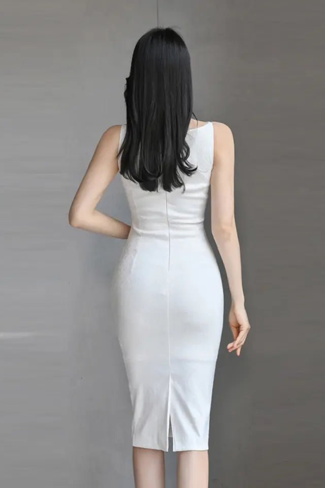 Robe fourreau blanc - Robe Addict