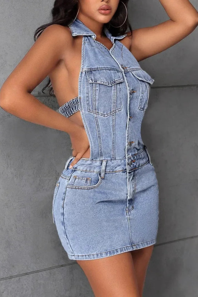 Robe jean dos nu - Robe Addict