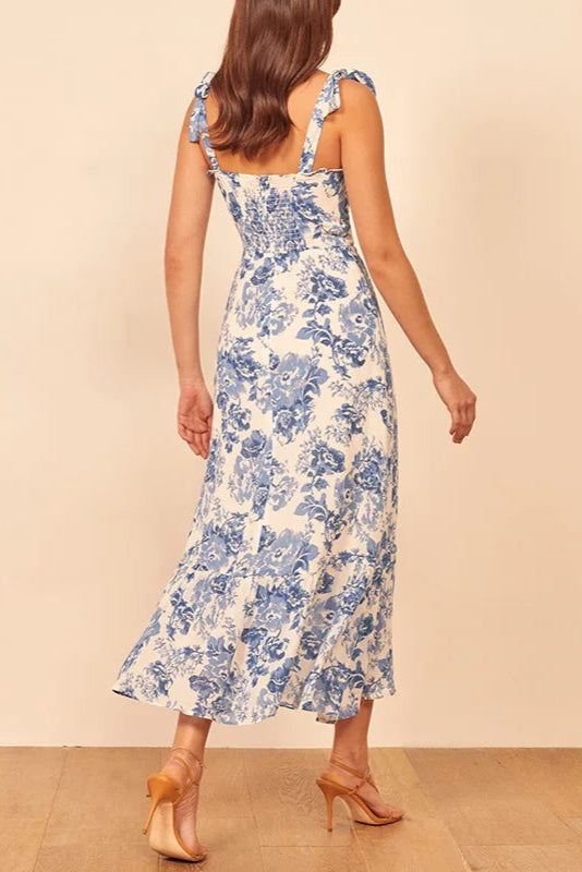 Robe longue bleu et blanche - Robe Addict