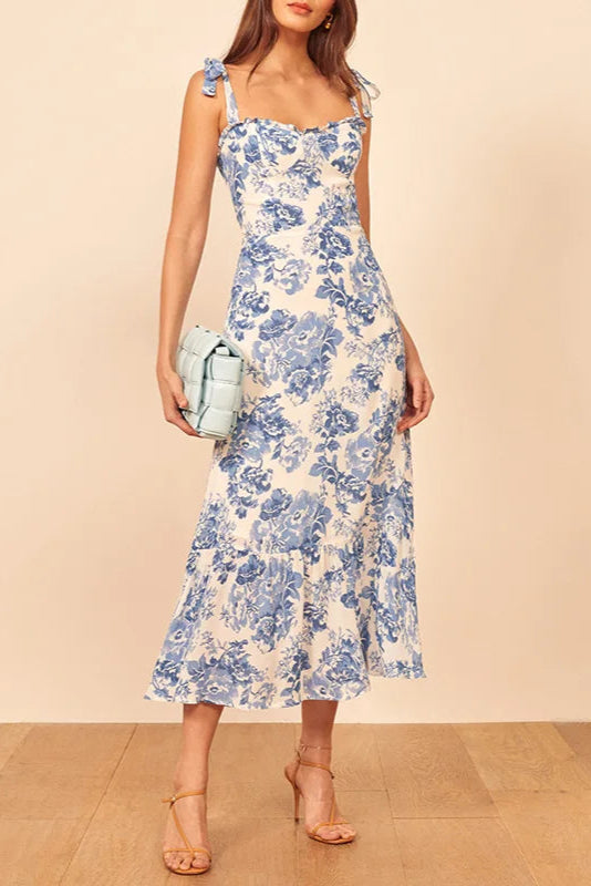 Robe longue bleu et blanche - Robe Addict