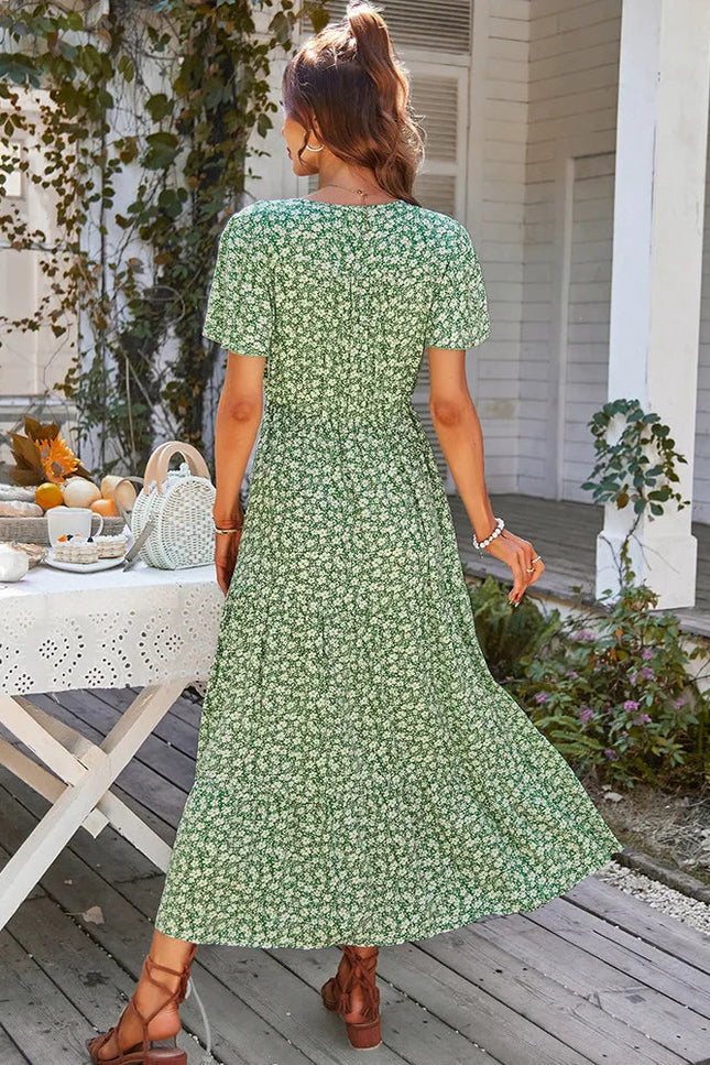 Robe longue fluide verte - Robe Addict