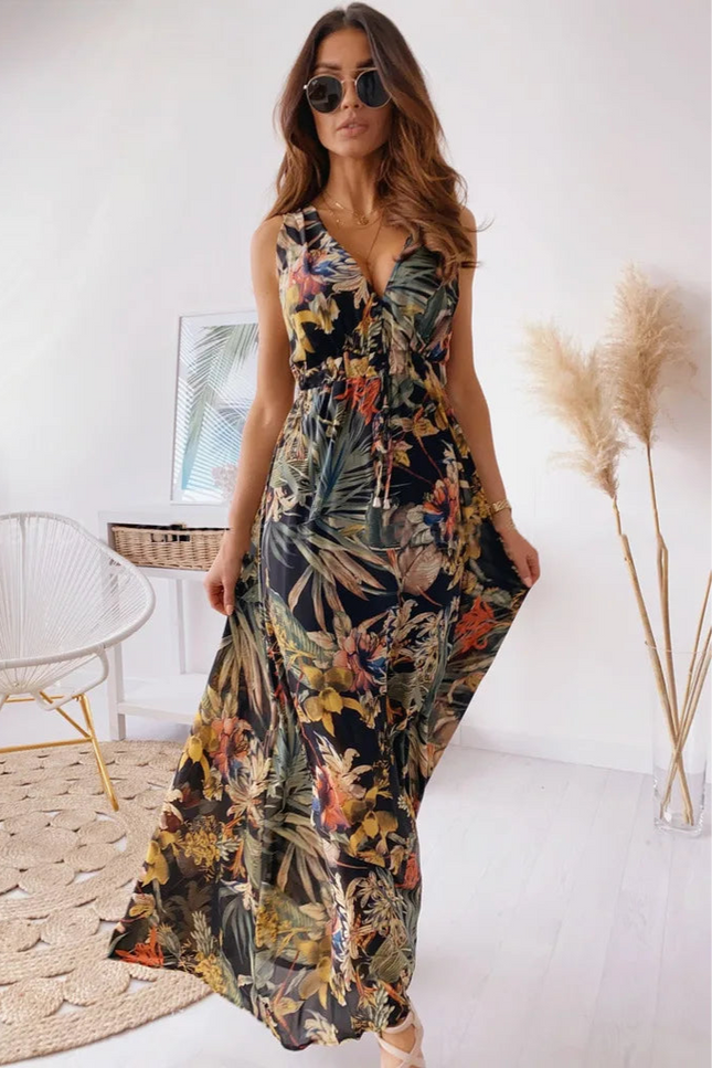 Robe longue imprimé tropical - Robe Addict