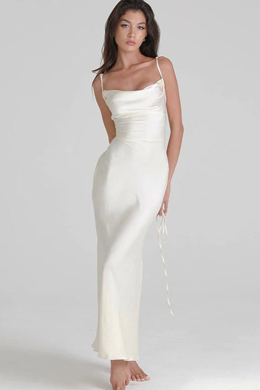 Robe longue satin blanc - Robe Addict