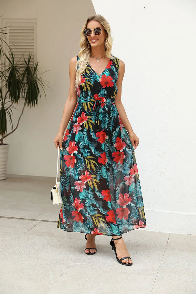 Robe longue imprimé tropical - Robe Addict