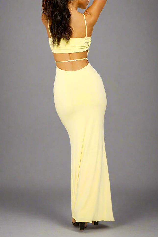 Robe longue jaune pastel - Robe Addict