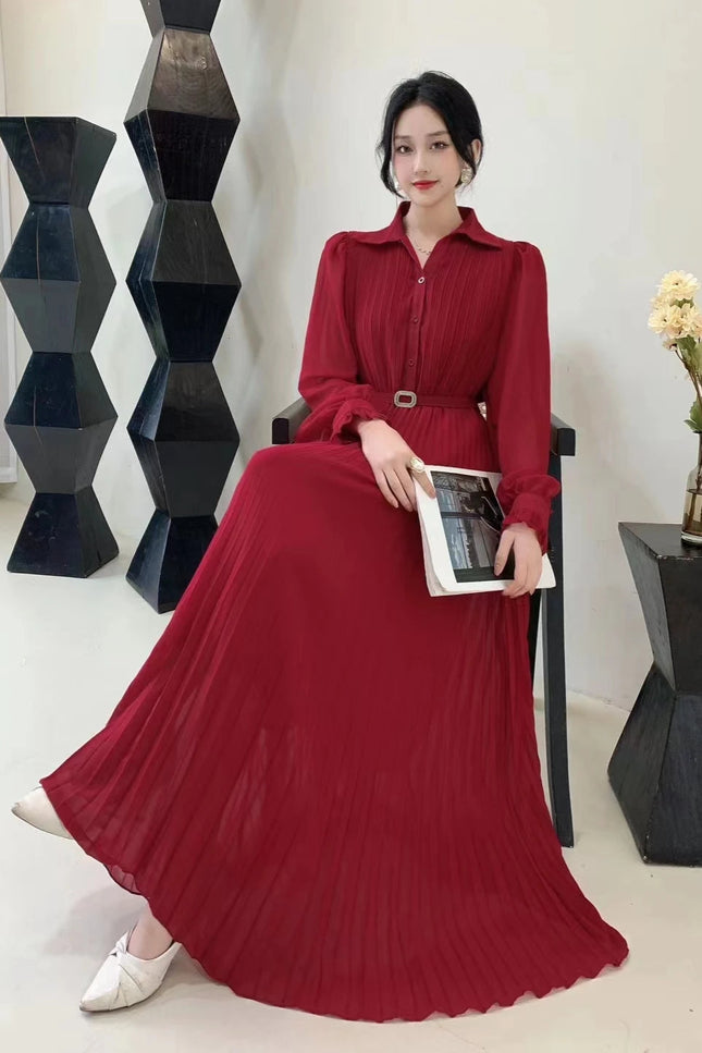 Robe longue manche longue mousseline - Robe Addict