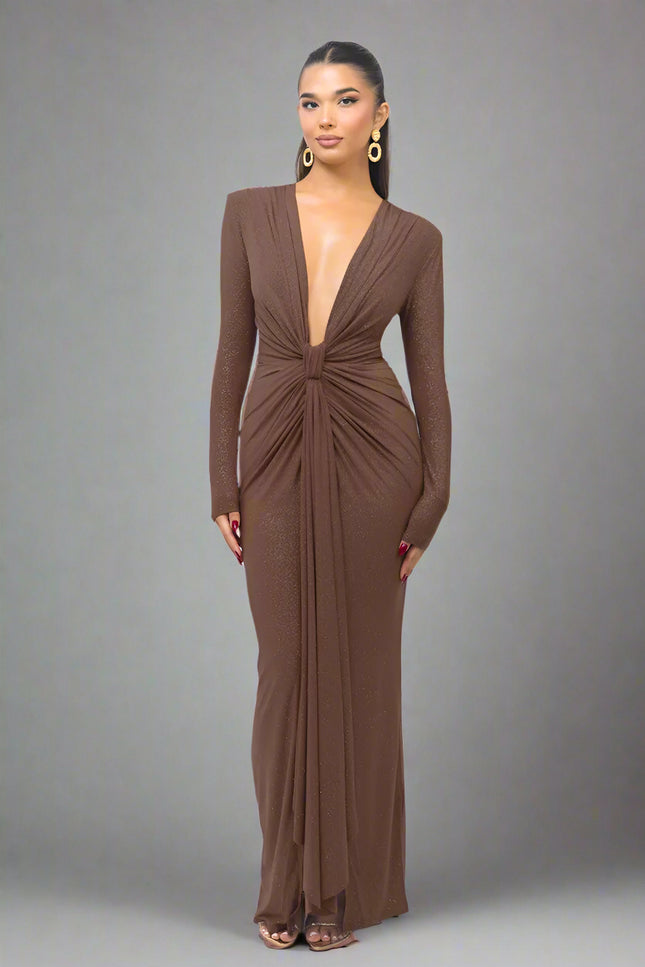 Robe de soirée marron - Robe Addict