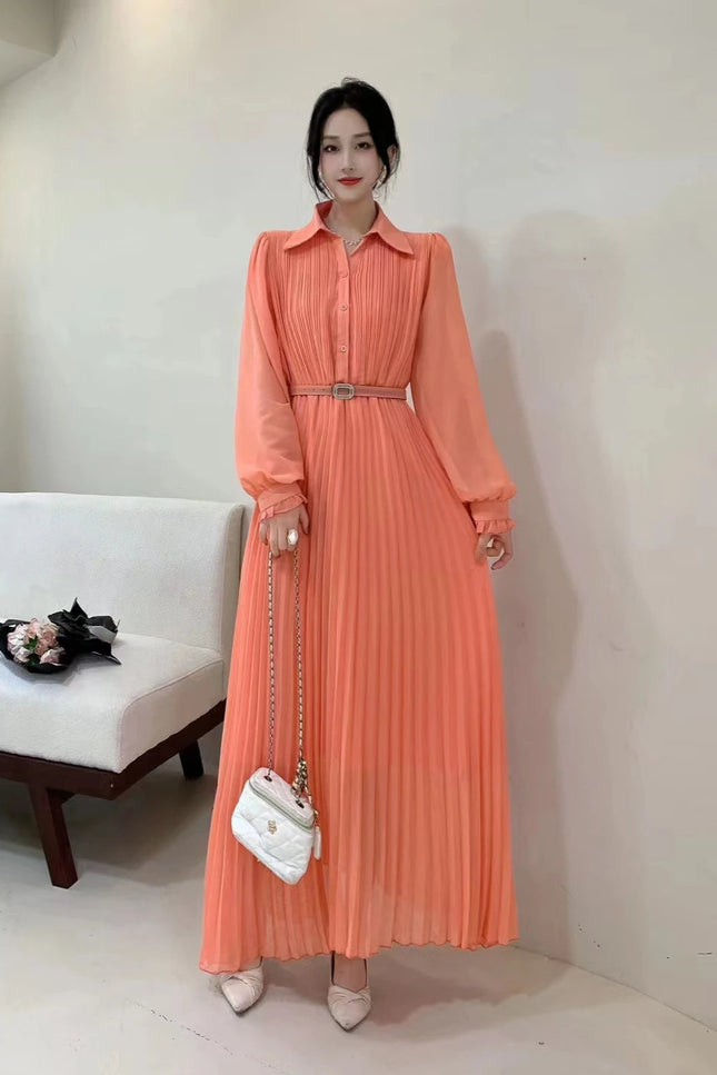 Robe longue manche longue mousseline - Robe Addict