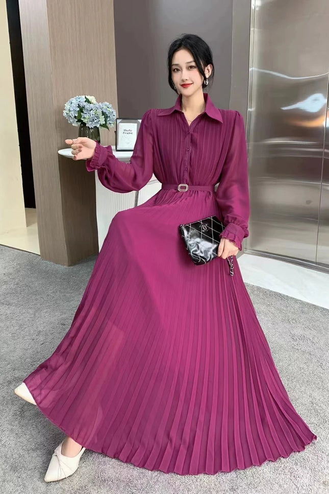 Robe longue manche longue mousseline - Robe Addict