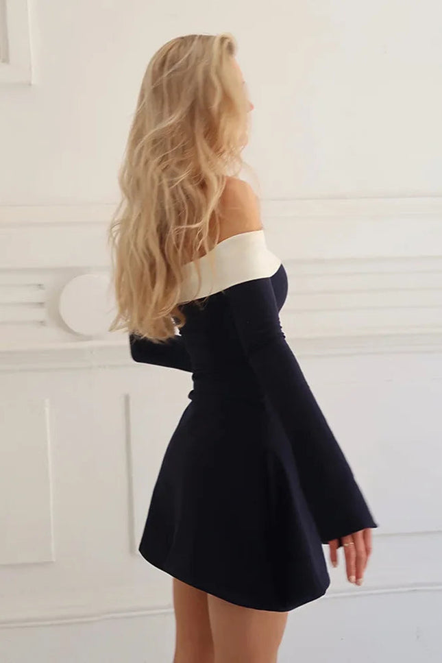 Robe noir col bardot - Robe Addict