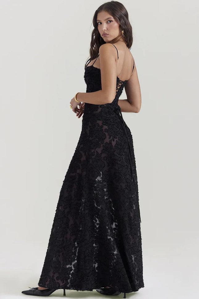 Robe noir broderie - Robe Addict