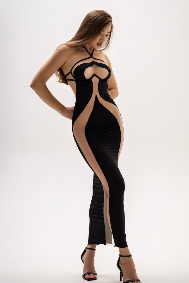 Robe noire et beige - Robe Addict