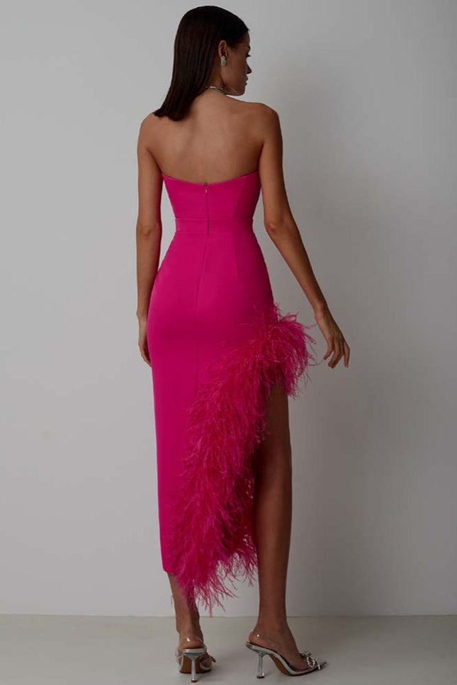 Robe asymetrique plume - Robe Addict