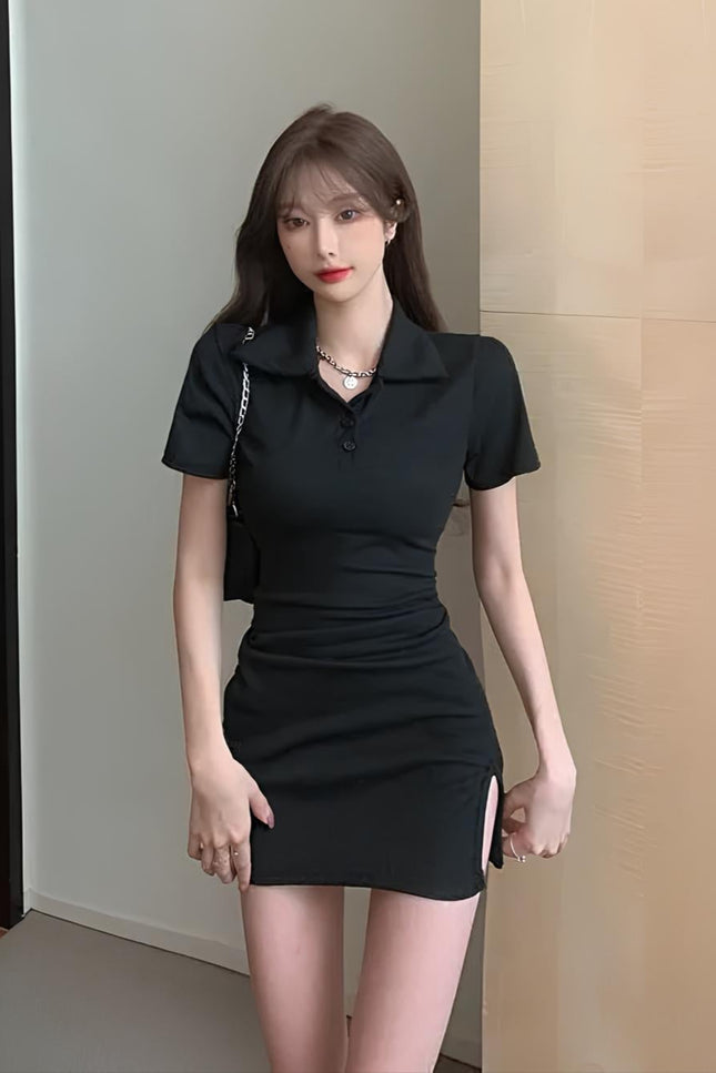 Robe polo noire - Robe Addict