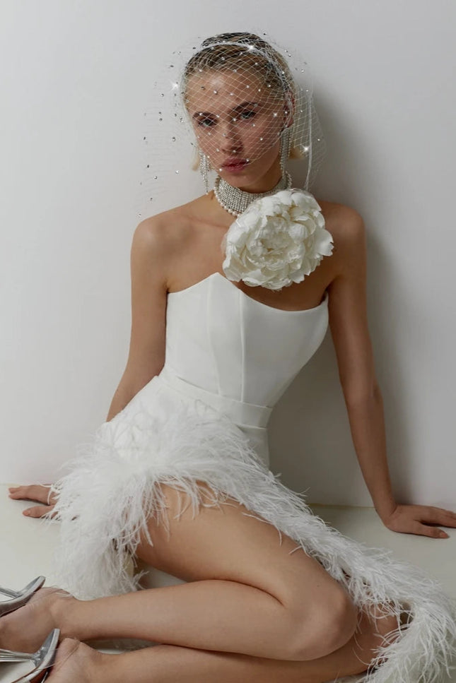 Robe asymetrique plume - Robe Addict
