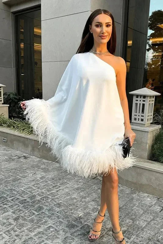 Robe blanche asymétrique - Robe Addict