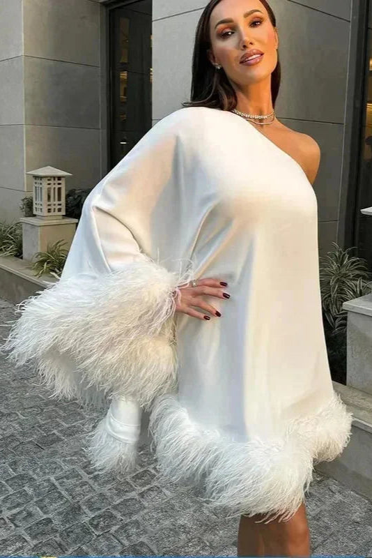 Robe blanche asymétrique - Robe Addict
