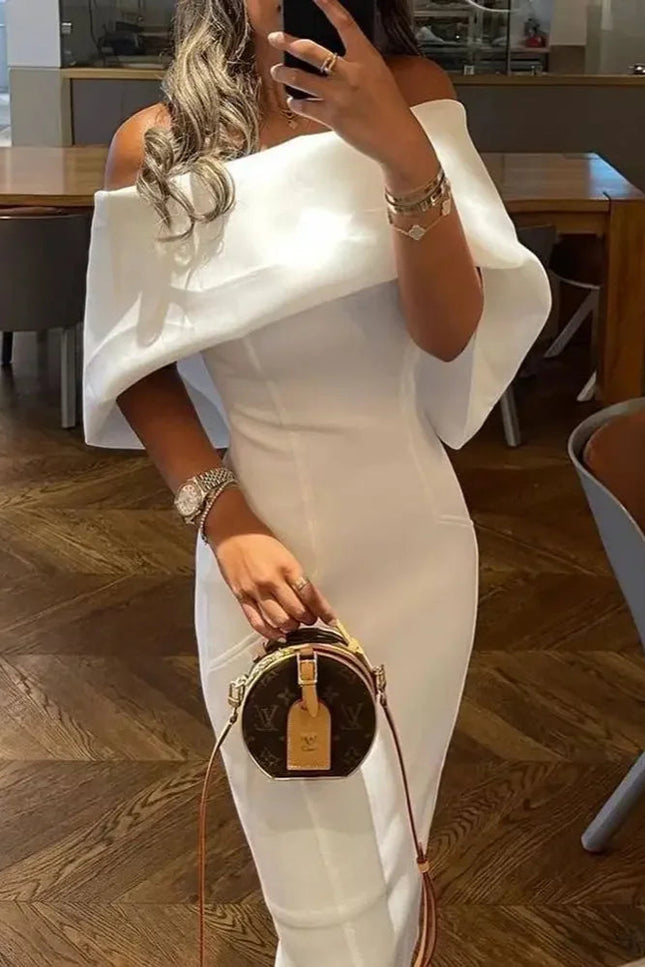 Robe blanche epaule denudee - Robe Addict