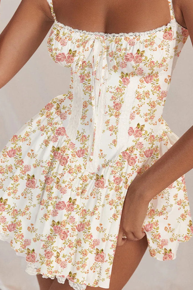 Robe blanche à fleur - Robe Addict