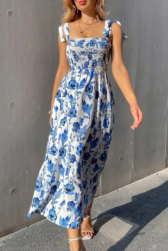 Robe blanche fleur bleu - Robe Addict