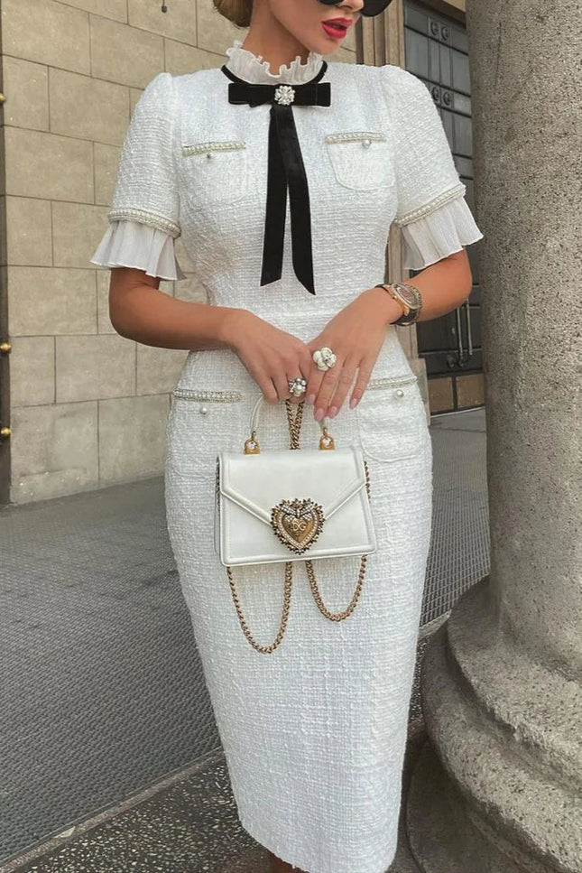 Robe blanche tweed - Robe Addict