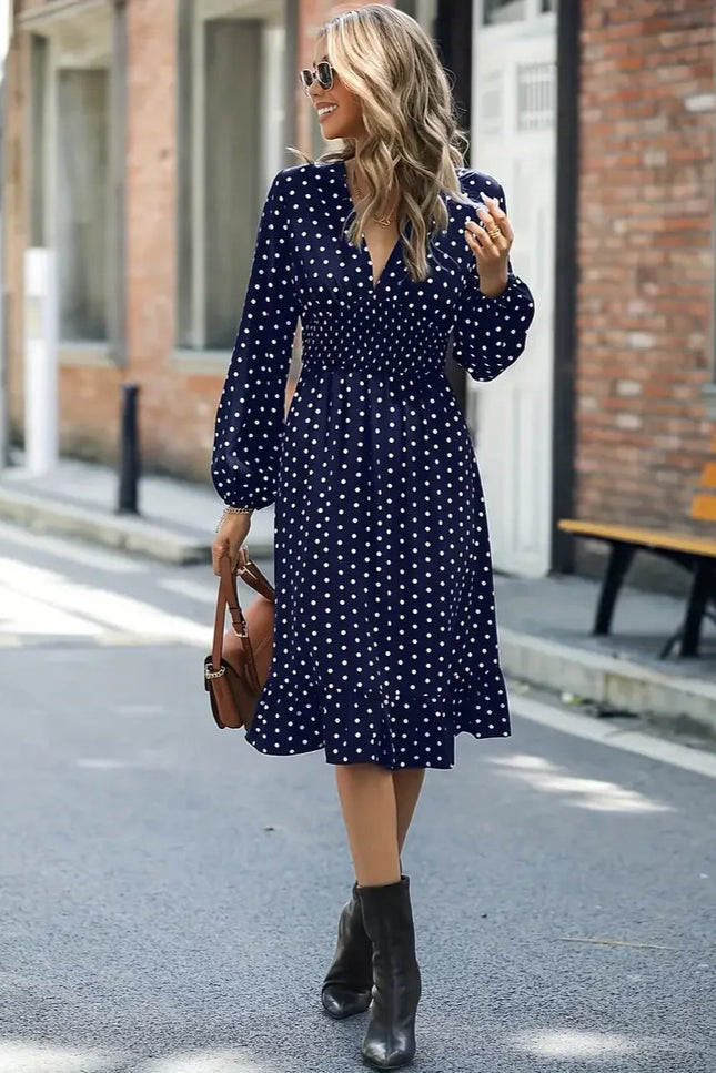 Robe bleue a pois blanc - Robe Addict