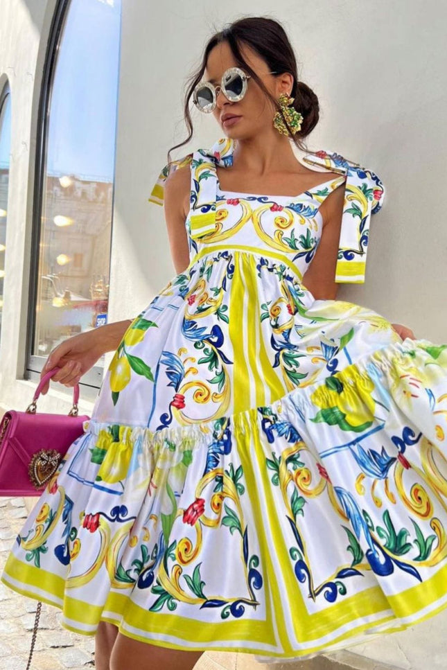Robe bleue et jaune - Robe Addict