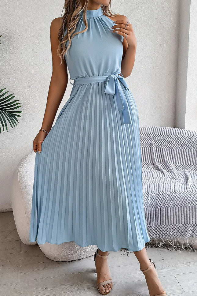 Robe bleue plissée - Robe Addict